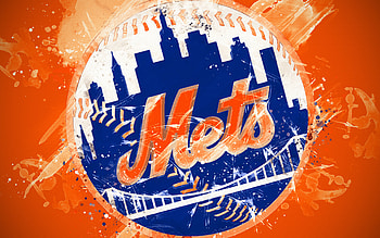 Mets Logo Orange Background, MLB, New York Mets, baseball HD wallpaper