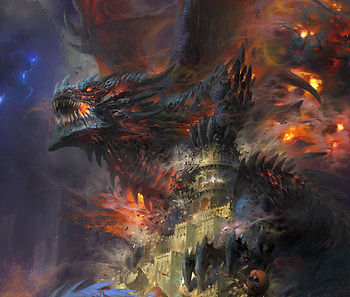 Dragon, fantasy, wei feng, luminos, fire HD wallpaper