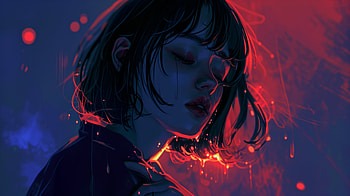 Melancholic Lofi Girl for Backgrounds, sad lofi girl, portrait, Digital Art, woman HD wallpaper