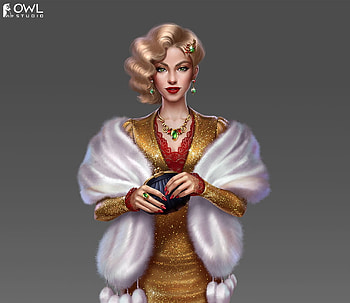 Elegant lady, fur, elegant, lady, fantasy, owlstudio, girl, owl studio HD wallpaper