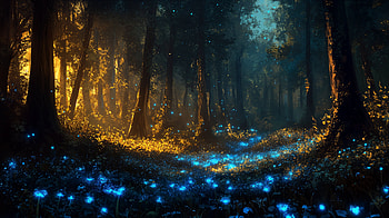 Bioluminescent Forest: A Stunning Ultra, bioluminescent forest, forest, magical, glow, flower HD wallpaper