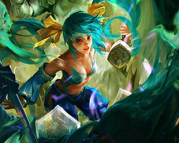 Asylum, blue, art, girl, fantasy, green, crow-god, legend of the cryptids, luminos HD wallpaper