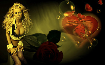 I am in the mood for Love, rose, hart, woman, red HD wallpaper