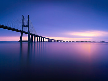 Spanning Serenity Bridge Across The Waters, bridge, evening, nature HD wallpaper