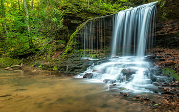 Lost Creek Falls, Winconsin, trees, waterfall, nature, usa HD wallpaper