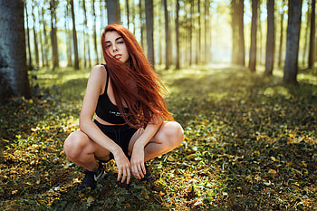 Girl Forest Redhead , redhead, girls, model, forest HD wallpaper