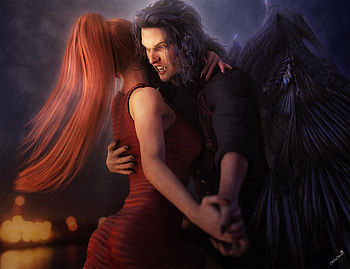Girl Dancing With Vampire, fantasy-girls, artwork, artist HD wallpaper