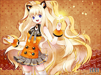 Volcaloid SeeU, blond, blue eyes, light, seeu, diva, volcaloid HD wallpaper