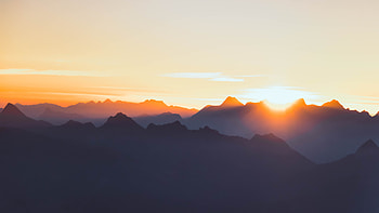Mountain Range Peak , mountains, nature, morning, sunset, sunrise HD wallpaper