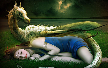 Girl Dragon Art, girl, dragon, artist, art HD wallpaper