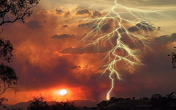 lightning strike, lightning, cool, nature, field HD wallpaper