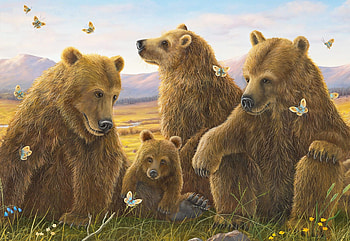 Family, painting, art, urs, bear, pictura, buttefly, animal, robert bissell, fantasy HD wallpaper