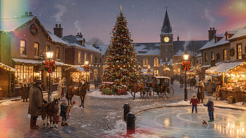 Christmas Town Square —, Christmas Town, Christmas Tree HD wallpaper