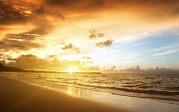 Landscape, Sunset, Sea, Beach HD wallpaper
