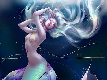 Mermaid, girl, leejun 35, leejun35, water, siren, blue, leejun, summer, fantasy, green, vara HD wallpaper