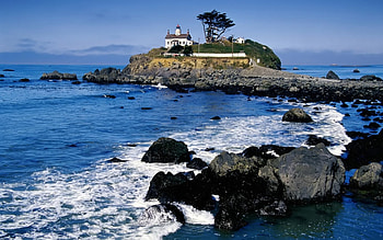 Battery Point Lighthouse, water, rocks, light, house HD wallpaper