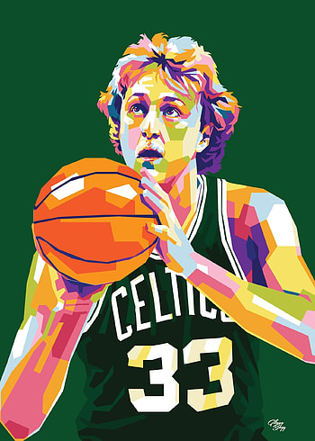 Larry Bird, WPAP pop art, Canvas print, Basketball artistic rendition HD phone wallpaper