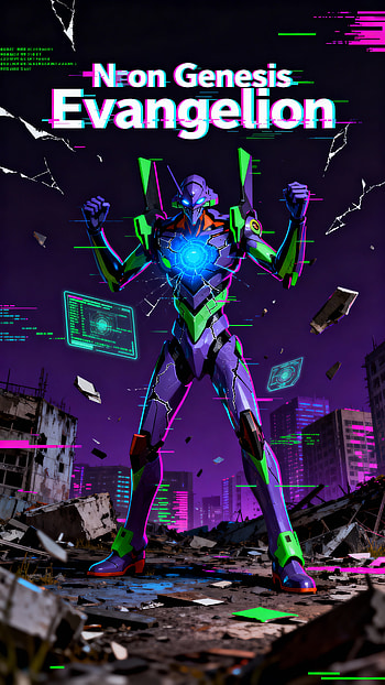 Neon Genesis Evangelion — Unit-01 Neon Glitch , Neon Genesis Evangelion, mecha, Anime HD phone wallpaper