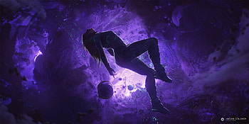 Artistic Girl Purple Space Space Suit, artist, girls, artwork, space, digital-art, deviantart HD wallpaper