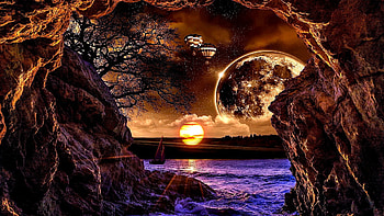Chocolate Hot Balloons World, Chocolate, Sunset, World, Moon, Colors, Brown, Hot, Halloons, Clouds HD wallpaper