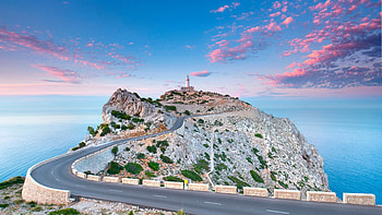 Cloud lighthouse, Mallorca road, Sea Spain, resolution HD wallpaper