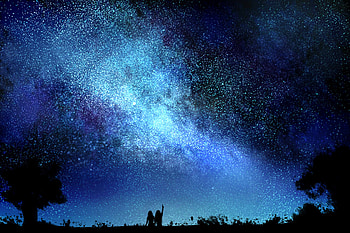 Art, Night, Dark, Silhouettes, Starry Sky HD wallpaper