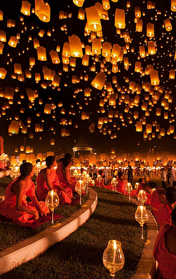 Floating Lantern Festival, Magical ceremony, Serene beauty, Unforgettable experience HD phone wallpaper