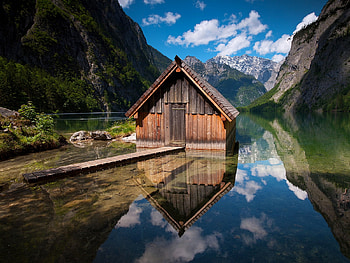 Lake Hut, beautiful, , lake, hut HD wallpaper