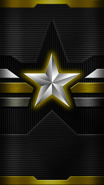 Silver star, golden-lines, silver-star, symbol, metal HD phone wallpaper
