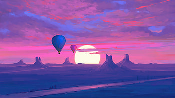 Air Balloons Minimal Morning , air-balloon, artist, artwork, digital-art, deviantart HD wallpaper