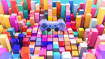 Playstation controller, colorful bars, art HD wallpaper
