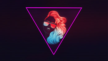 Neon, retro girl, minimal HD wallpaper