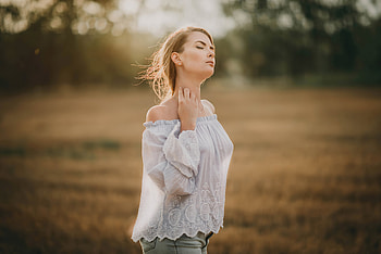 Girls Closed Eyes In Nature , brunette, girls, model HD wallpaper