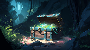 Cave Treasure Chest, treasure, fantasy, cave HD wallpaper