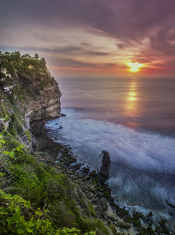 Nature, Sun, Waves, Rock, Shore, Bank, Precipice, Break HD phone wallpaper