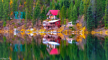 Lake House, reflection, water, house, lake HD wallpaper
