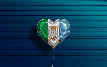 I Love Chaco, , realistic balloons, blue wooden background, Day of Chaco, Argentine provinces, flag of Chaco, Argentina, balloon with flag, Provinces of Argentina, Chaco flag, Chaco HD wallpaper