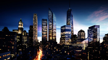 future view of manhattan, skyscrapers, morning, city, streets, future HD wallpaper