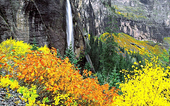 Nature, Trees, Autumn, Rock, Waterfall, Crown, Flow, Stream, Noise, Crowns HD wallpaper