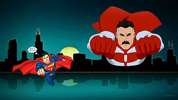 Superman vs Omni Man, nexus, omni man, super human, superman, fan art, super, backgrounds, , cartoons, 1920x1080 only, anime, clark kent, , super speed HD wallpaper