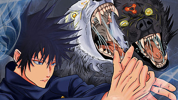 Blue Eyes Megumi Fushiguro Wolves Jujutsu Kaisen HD wallpaper