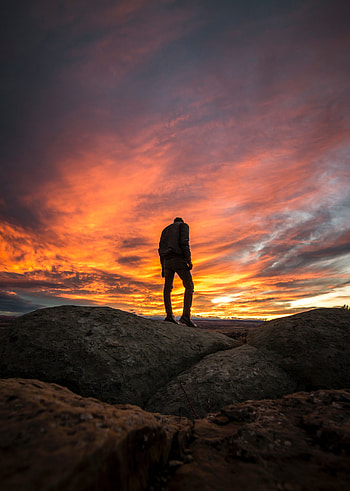 Nature, Sunset, Silhouette, Guy HD phone wallpaper