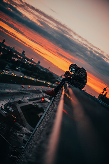 Miscellanea, Miscellaneous, Overview, Review, Height, Mask, Human, Person, Roof, grapher HD phone wallpaper