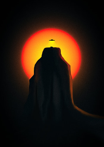 Art, Night, Moon, Rock, Dark, Ufo, Aliens HD phone wallpaper
