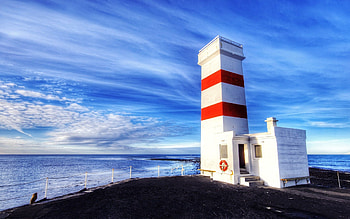 Nature, Shore, Bank, Stripes, Streaks, Lighthouse HD wallpaper
