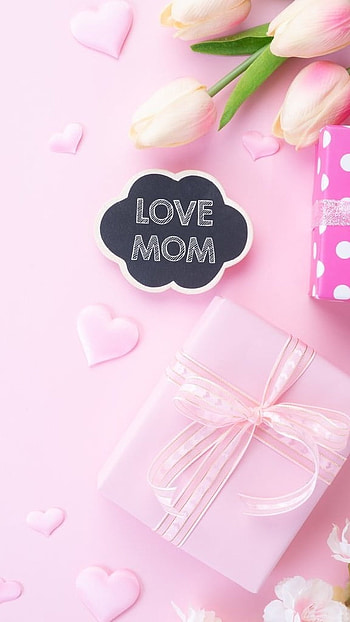 Mothers Day, Love Mom, Pink Background HD phone wallpaper