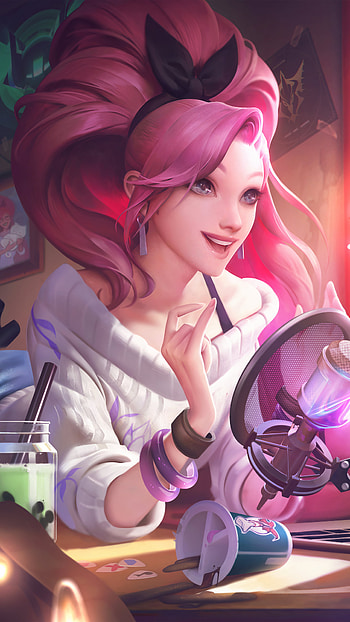 KDA ALL OUT Seraphine Indie, K/DA, pink hair, K-pop, video game, League Of Legends HD phone wallpaper