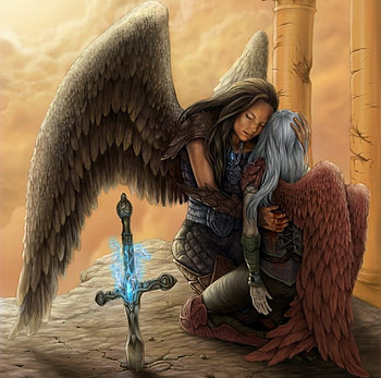 Soul Healer, magic, sword, abstract, fantasy, angels HD wallpaper