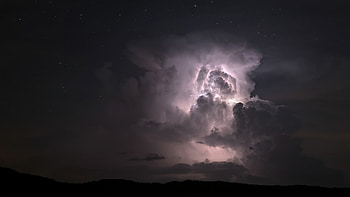 Storm Cloud Starry Sky Trees Mountains During Nighttime Nature HD wallpaper