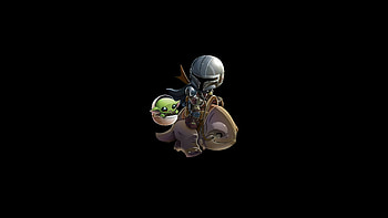 The Mandalorian And Grogu Baby Riding Blurrg, the-mandalorian, grogu, tv-shows, star-wars, blurrg, dark, black, oled HD wallpaper